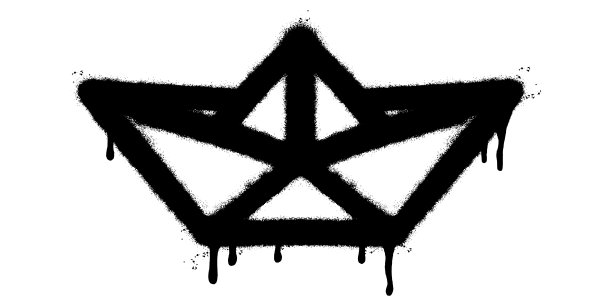 喷漆涂鸦纸船图标喷隔离与白色背景。涂鸦纸船图标与超过喷在黑色在白色。图片下载