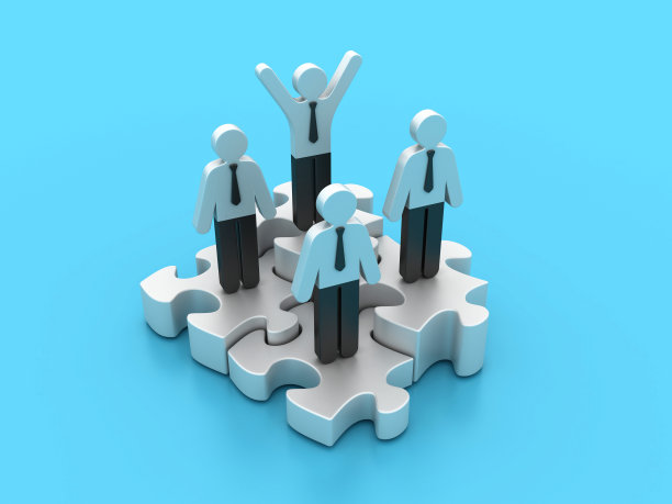 象形文字人拼图团队合作图片下载