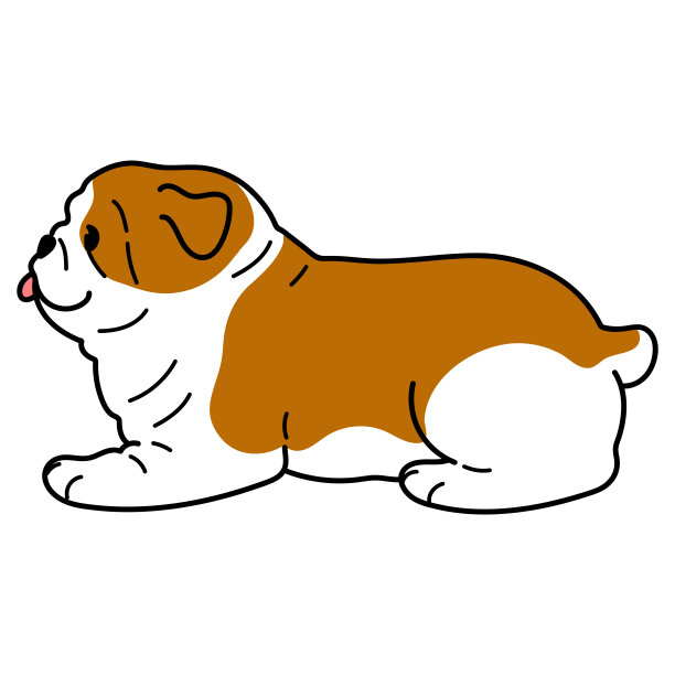 简单和可爱的斗牛犬躺下概述插图图片下载