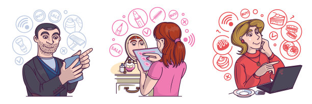 买家在线购物订购商品套装，选择剃须产品和化妆品图片下载