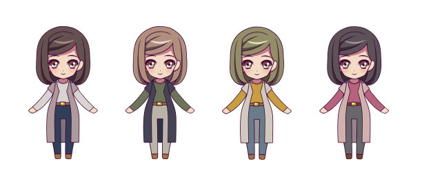 动漫风格的女孩人物插画集图片下载