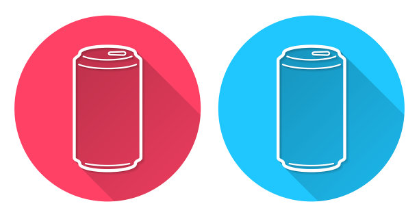 可以。圆形图标与长阴影在红色或蓝色的背景图片下载