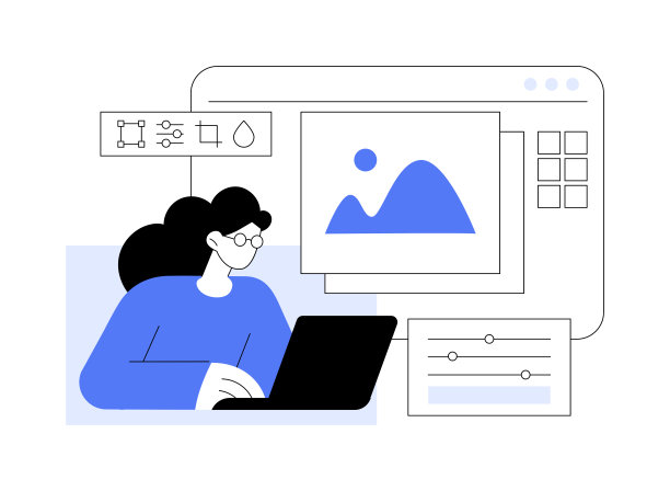 照片编辑孤立的卡通矢量插图。图片下载