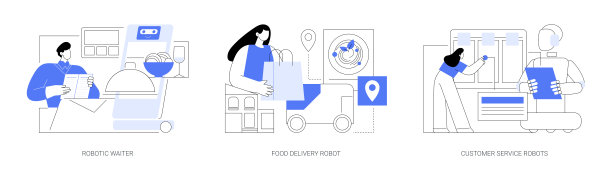 服务机器人隔离卡通矢量插图se图片下载