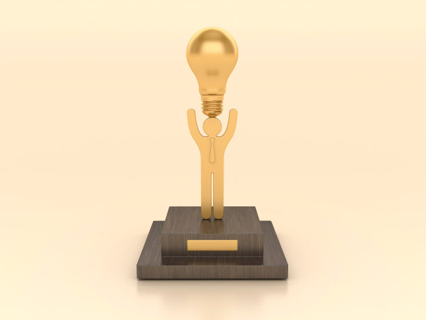 象形文字人与灯泡奖杯图片下载