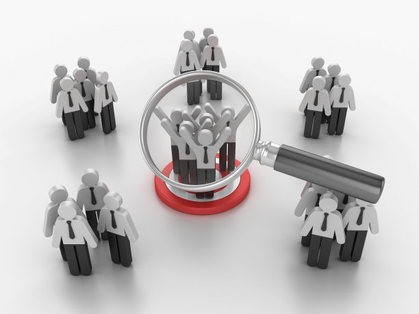 用放大镜在目标上描绘人的团队合作图片下载