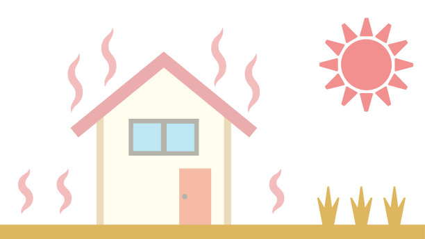 一个三角形屋顶的小房子的插图，被太阳加热图片下载
