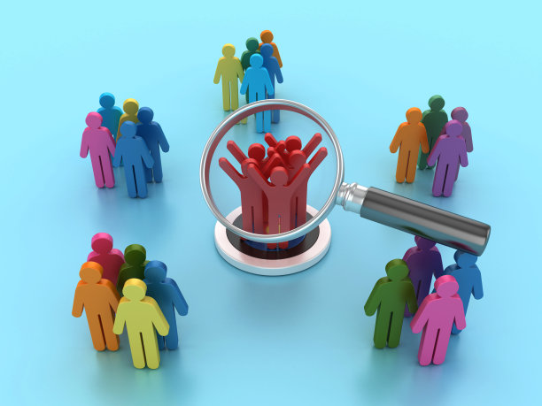 用放大镜在目标上描绘人的团队合作图片下载
