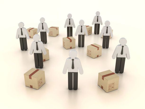 象形图的人与纸板箱团队合作图片下载