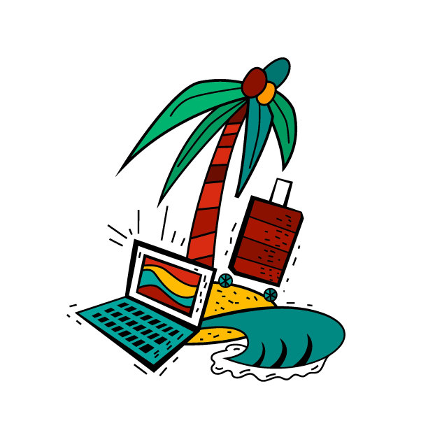 Bleisure象征。旅行、工作和放松同时进行图片下载