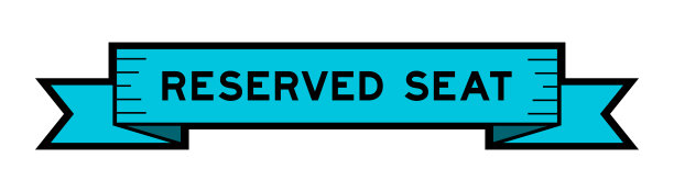 丝带标签横幅上的文字保留座位在白色背景的蓝色图片下载