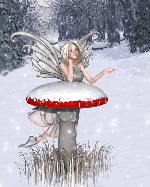 雪林里可爱的冬仙女图片下载