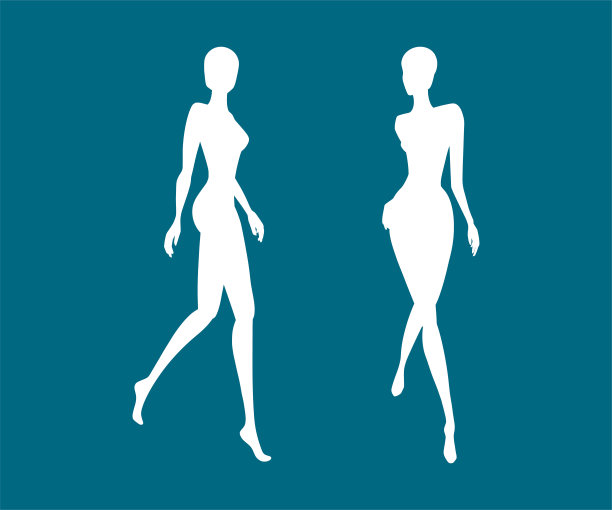 女人身体轮廓的时尚收藏。时装设计的女模特。矢量图图片下载