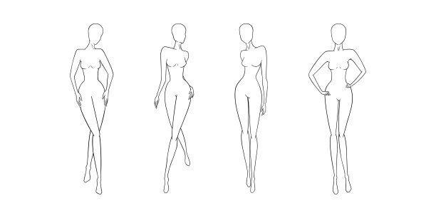 时尚女人身上的衣服模板。时装设计的女模特。矢量图图片下载