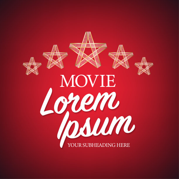 在红色背景上孤立的电影条形星。复古风格的横幅。电影时间。矢量图图片下载