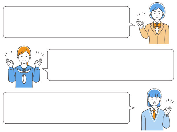 穿着校服的女生，有OK的手势，演讲气球套装，三种颜色。图片下载