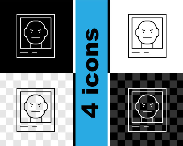 设定线通缉海报图标隔离在黑色和图片下载