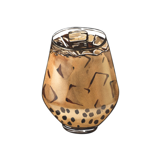 水彩冰奶茶杯。手绘插图孤立在白色背景。完美的食谱清单与饮料，宣传册的咖啡馆，酒吧。图片下载