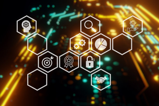 一个工作数据中心的照片，一排排机架服务器通过局域网连接可视化线路连接。图片下载