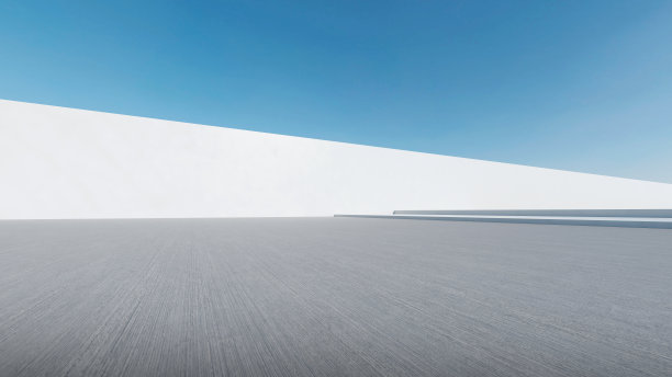 3d渲染抽象的未来主义建筑与空混凝土地板。汽车展示的场景。图片下载