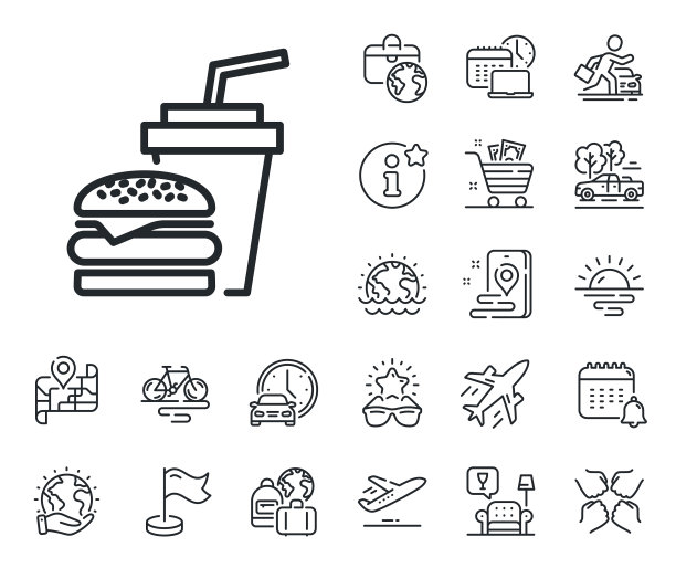 汉堡包与饮料图标快餐店图片下载