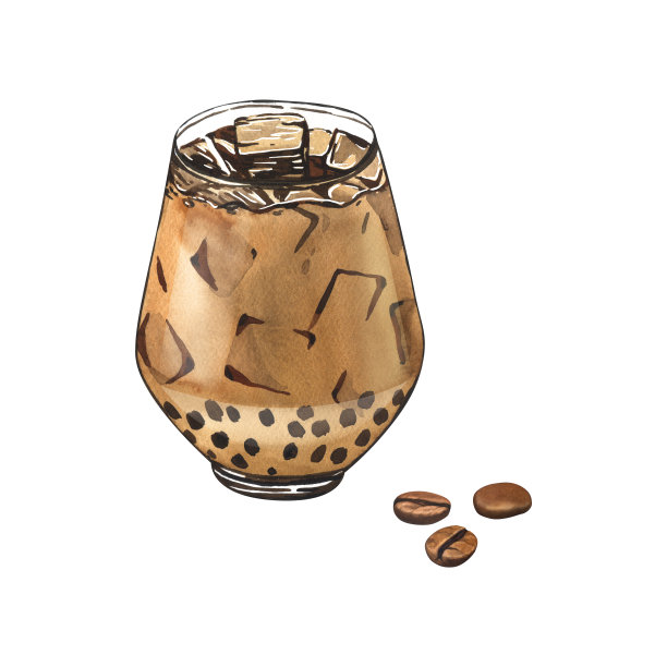 水彩冰奶茶杯。手绘插图孤立在白色背景。完美的食谱清单与饮料，宣传册的咖啡馆，酒吧。图片下载