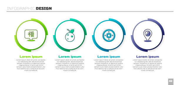 设定春节，桃果或油桃，人民币货币和阴阳象征。业务信息图表模板。向量图片下载