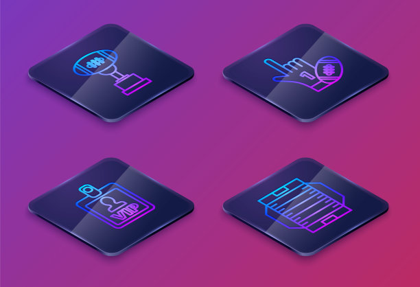 奖杯和美式橄榄球，VIP徽章，1号球迷手手套，手指向上和美式橄榄球和美式橄榄球场地。蓝色方形按钮。向量图片下载