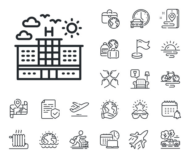 酒店线路图标旅行标志飞机飞机旅行图片下载