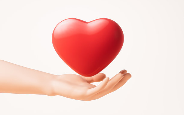 爱心在手，3d渲染。图片下载