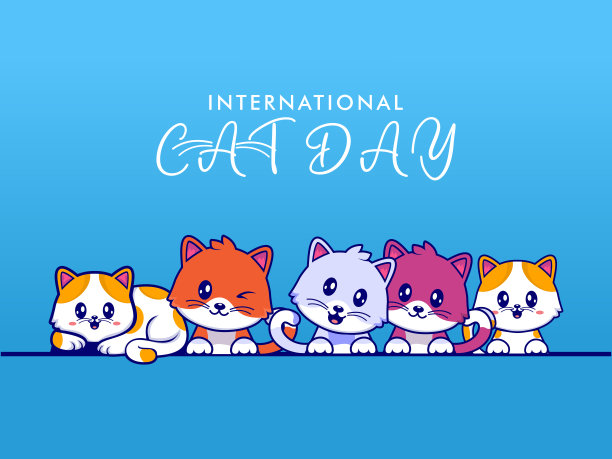 现代猫背景矢量插图设计图片下载