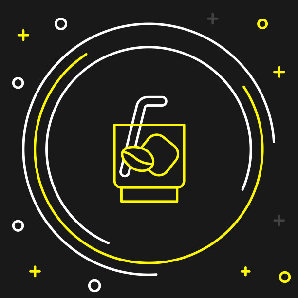 线浓缩汤力咖啡图标孤立的黑色背景。色彩缤纷的轮廓概念。向量图片下载