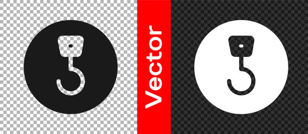 黑色工业钩图标隔离在透明的背景。吊钩图标。向量图片下载