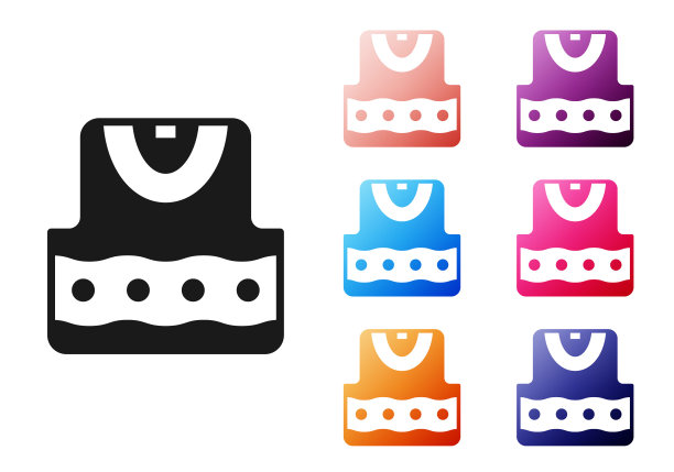 黑色马甲图标孤立在白色背景。设置图标彩色。向量图片下载