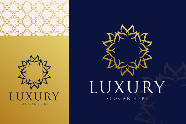 奢侈品标志设计概念，花卉标志，美容或水疗标志模板图片下载