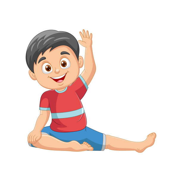 矢量卡通男孩做运动热身图片下载