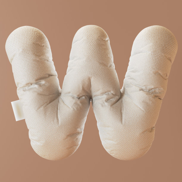 充气，气泡，纺织品，织物3d字母W。图片下载