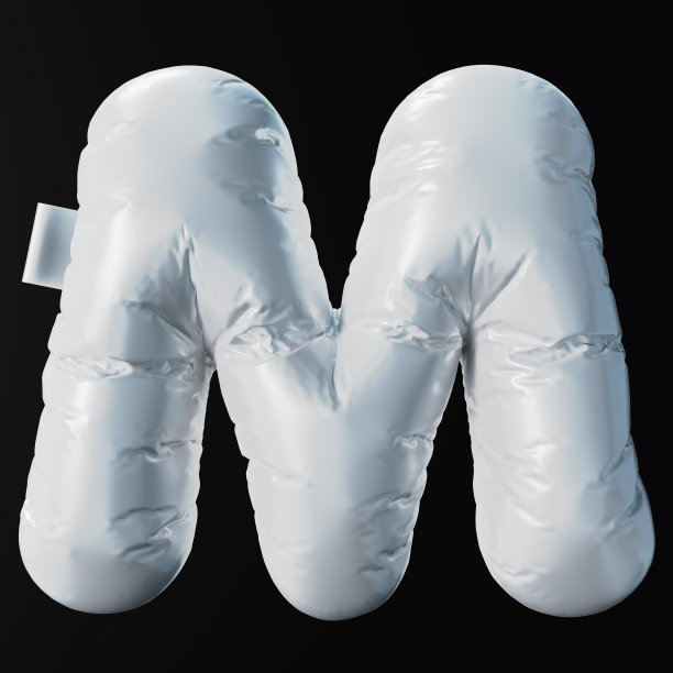膨胀，泡沫，光滑的3d字母M。图片下载