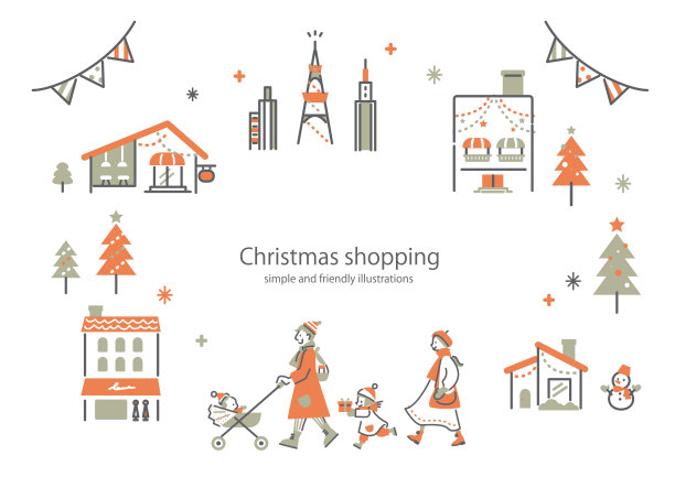 家庭，圣诞集市，时尚框架图片下载