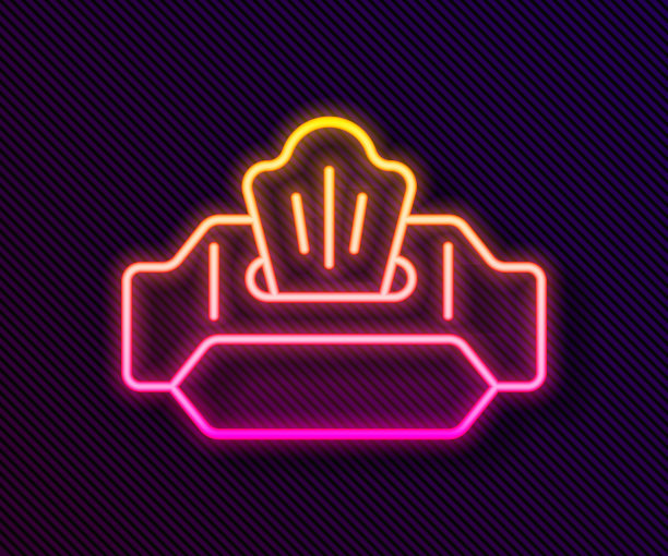 发光的霓虹线湿擦包图标孤立的黑色背景。向量图片下载