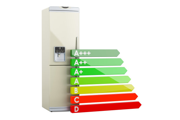 冰箱与能源效率图表，3D渲染图片下载