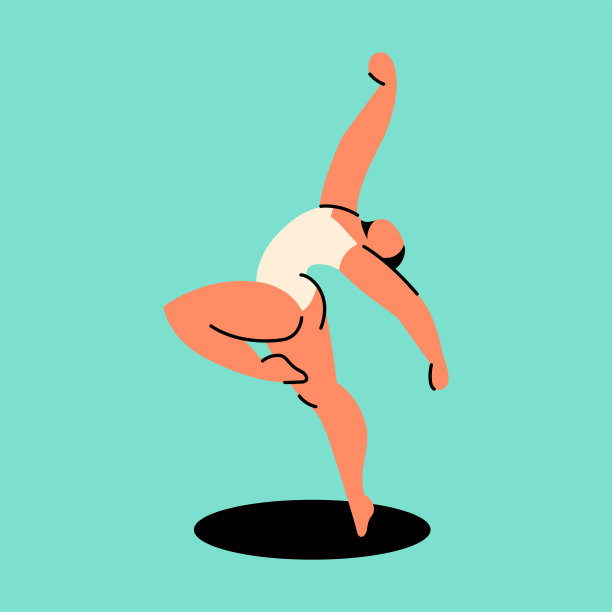 女子表演杂耍彩色线条图标。编排,芭蕾。图片下载