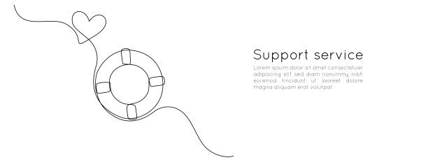 Lifebuoy的连续线条图。救援带和橡胶圈带绳，简单的线性风格。支持和帮助服务的理念。可编辑的中风。涂鸦图标矢量插图图片下载