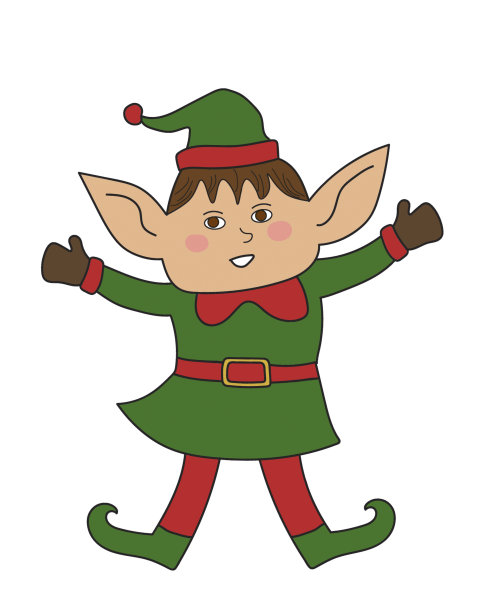 圣诞精灵插画卡通画。图片下载