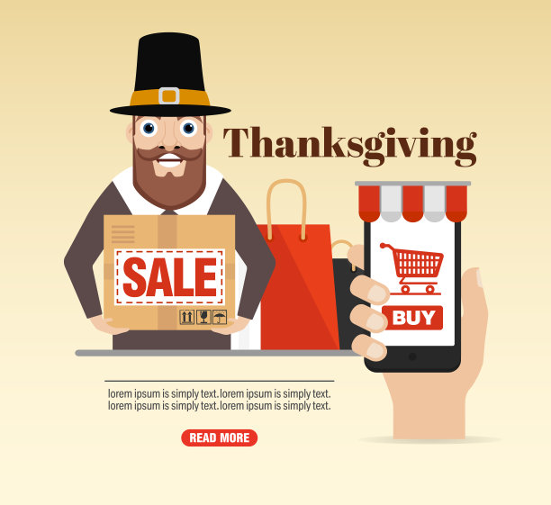 感恩节促销概念设计平面横幅图片下载
