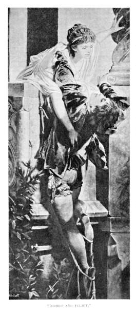 莎士比亚的《罗密欧与朱丽叶阳台场景》，艺术家汉斯·马卡特，19世纪艺术史图片下载