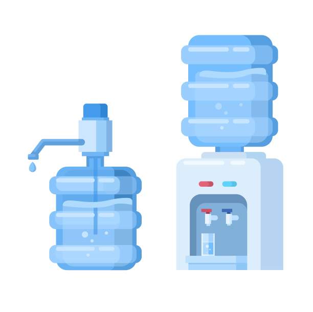 饮用水加仑和分配器卡通插图矢量图片下载