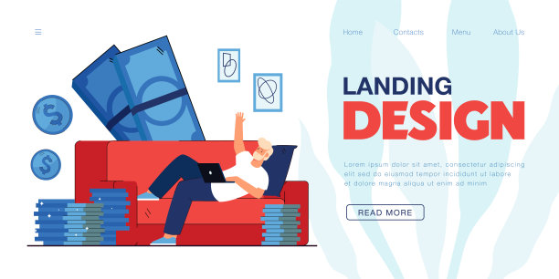 拿着笔记本电脑和一大堆硬币的自由职业者图片下载