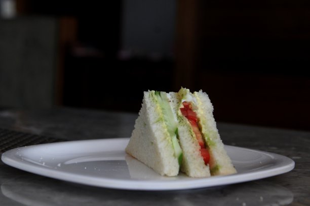 蔬菜非烤三明治或俱乐部三明治在盘子景观股票照片图片下载
