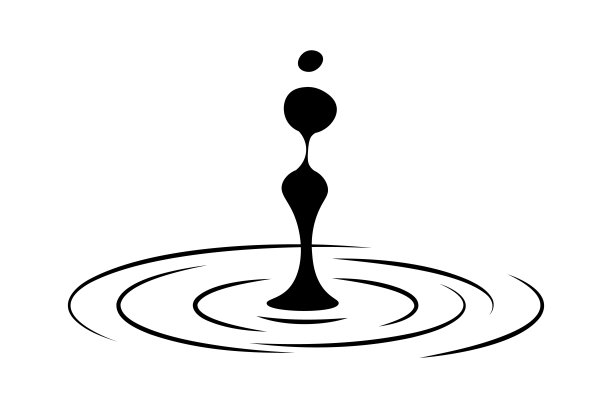 落下的一滴水。溅起的水。水面上的波浪。向量。插图图片下载